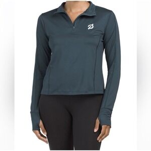 Peloton Dark Teal‎ Quarter Zip Long Sleeve Pullover Top XS Stretch Activewear